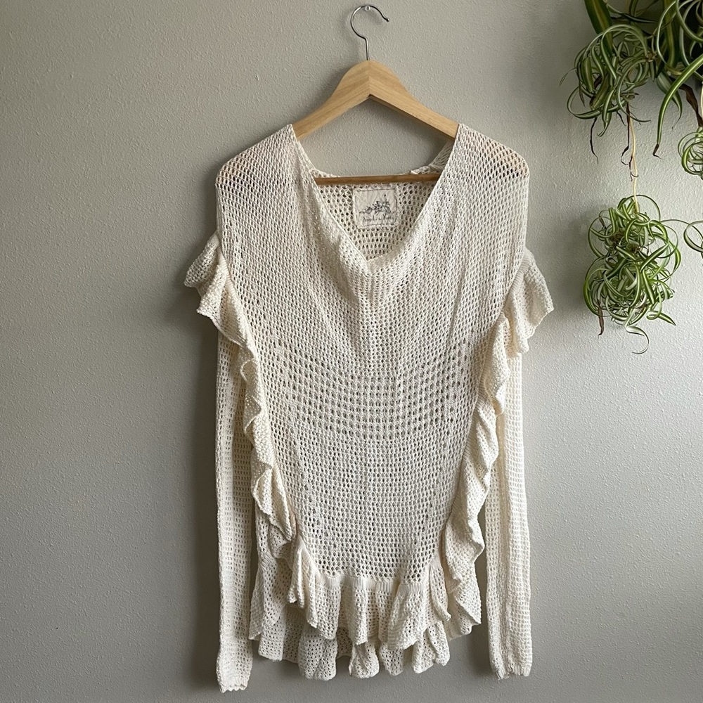 Angel Of The North Crochet Knit Ruffle sweater
